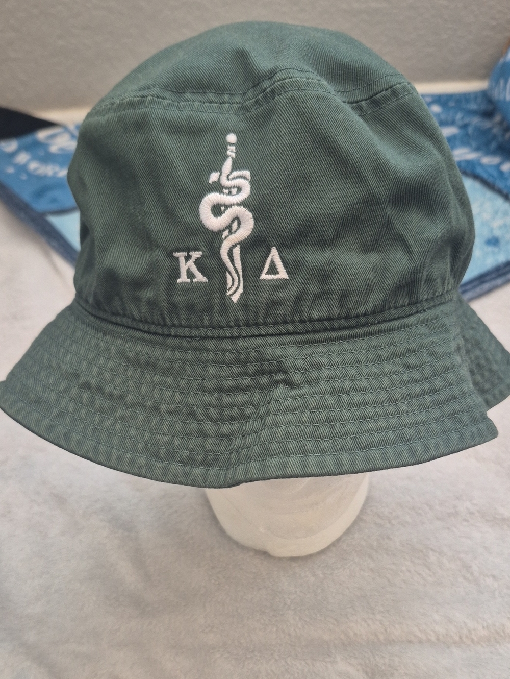 Embroidered Green Mens Bucket Hat - KΔ Logo